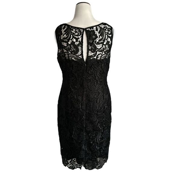Adrianna Papell Sleeveless Illusion Lace Sheath Dress Black Size 16 - Picture 4 of 16